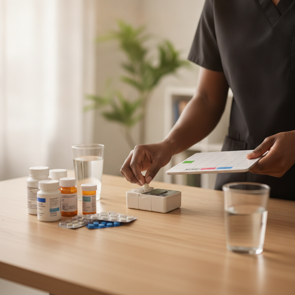 Medication Management just hands black nurse