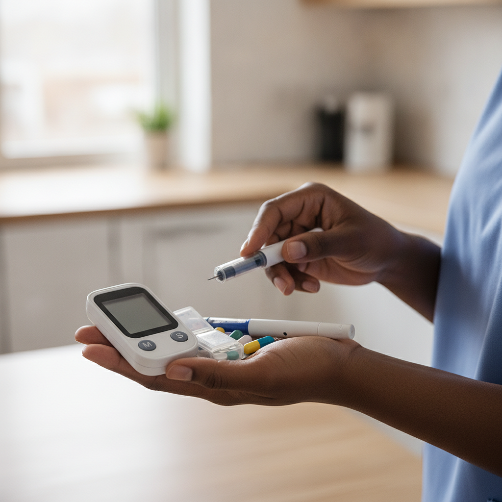 Chronic Disease Management just hands black nurse